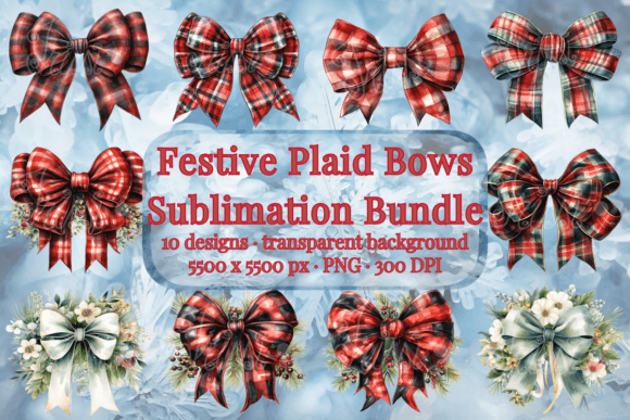 Download Christmas Plaid Bows Sublimation Bundle - Christmas Collection