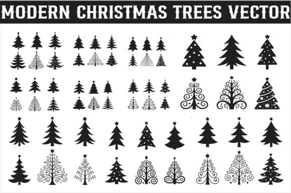 Download Modern Christmas Tree Silhouettes Vector - Christmas Collection