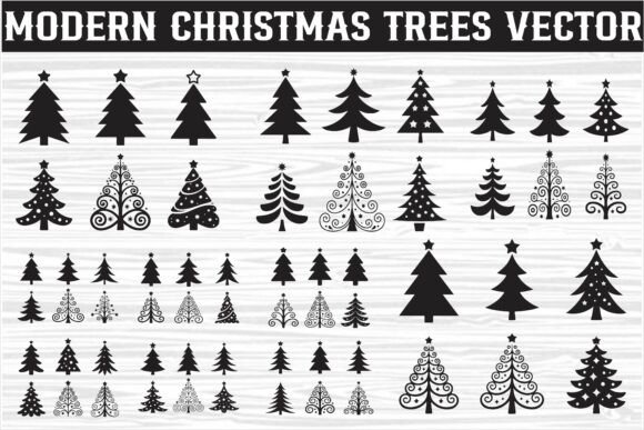 Download Modern Christmas Tree Silhouettes Vector - Christmas Collection