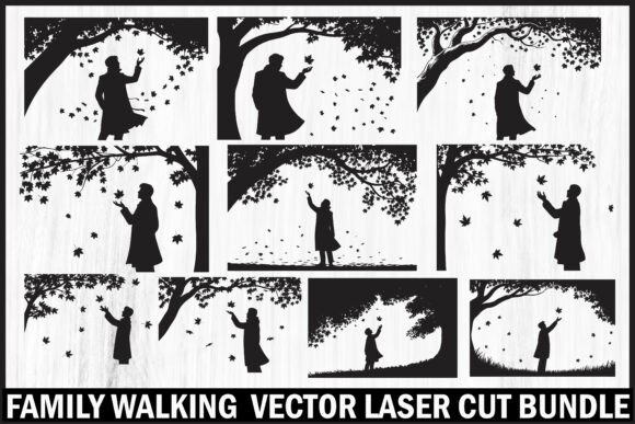 Download Family Walking Vector Laser Cut Bundle - Premium Bundle