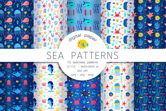 Download Sea Animals Patterns. Kids Patterns - Animal Collection