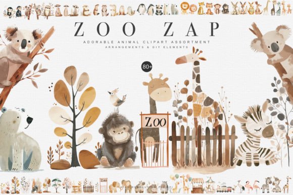 Download Watercolor Zoo Animal Clipart Collection - Animal Collection