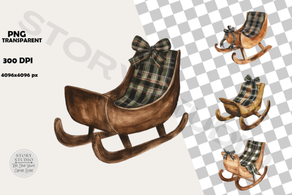 Download Cozy Plaid Christmas Sled Clipart - Christmas Collection