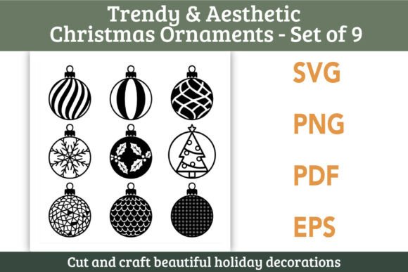 Download Christmas Ornament SVG Designs Set of 9 - Christmas Collection