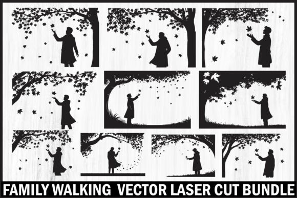 Download Family Walking Vector Laser Cut Bundle - Premium Resources