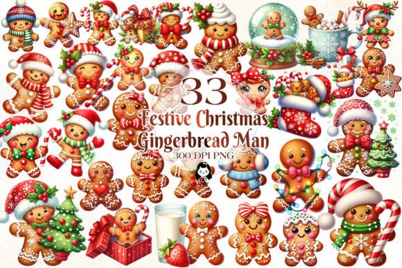 Download Festive Christmas Gingerbread Clipart - Christmas Collection