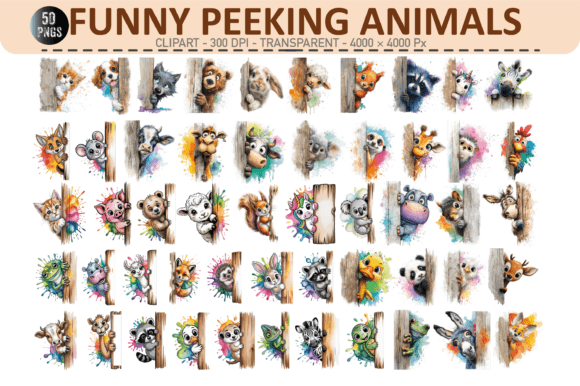 Download Funny Peeking Animals – 50 PNGs - Animal Collection