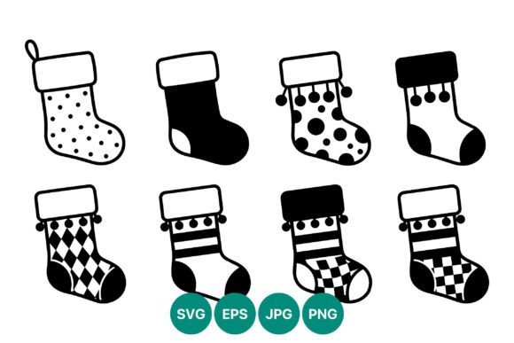 Download Christmas Stockings Vector Black White - Christmas Collection