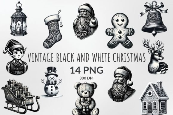 Download Vintage Black and White Christmas Bundle - Christmas Collection