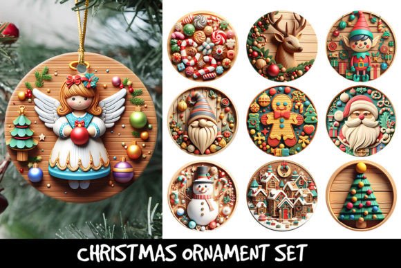 Download Christmas Wood Art Ornament Set #1 - Christmas Collection