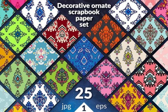 Download Digital Damask Scrapbooking Paper Set - Scrapbooking paper Collection