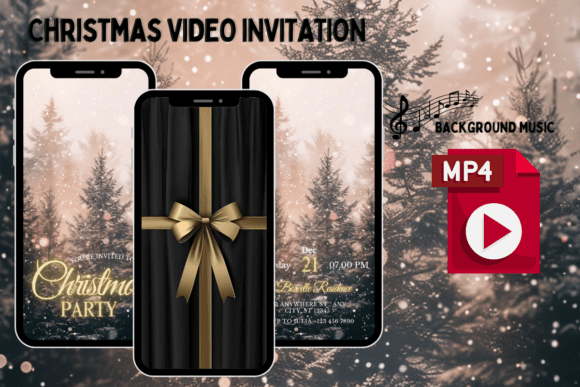 Download Black Gold Christmas Video Invite - Christmas Collection